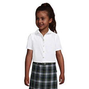 Lands' End Girls S/S School Uniform Peter Pan Collar Knit Blouse, NWT